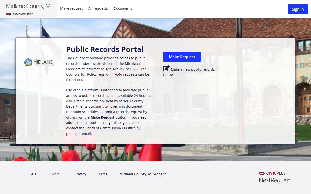 Midland residents directory county FOIA request portal