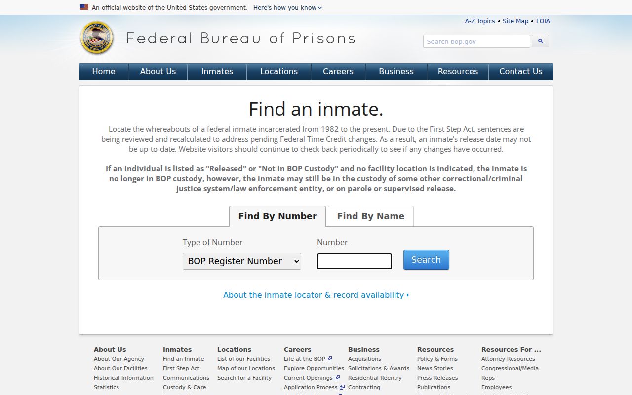 Midland resident lookup Federal Bureau of Prisons inmate locator