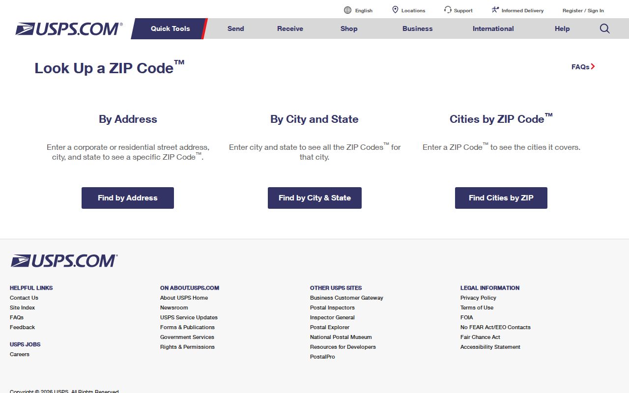 Midland ZIP code directory USPS lookup screen