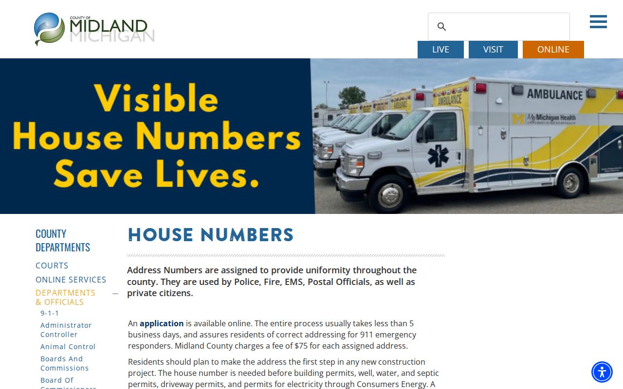 Midland ZIP code directory county house-number assignment information